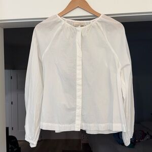 Universal Thread White Round-Neck Button Front Blouse